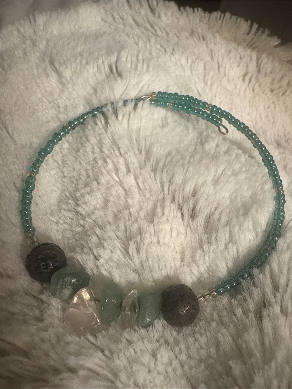 Handmade Teal Beaded Gemstone Bracelet /Anklet